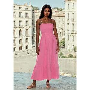 NWT Raviya Pink Cotton Maxi Dress Cover-up 100% Cotton OX